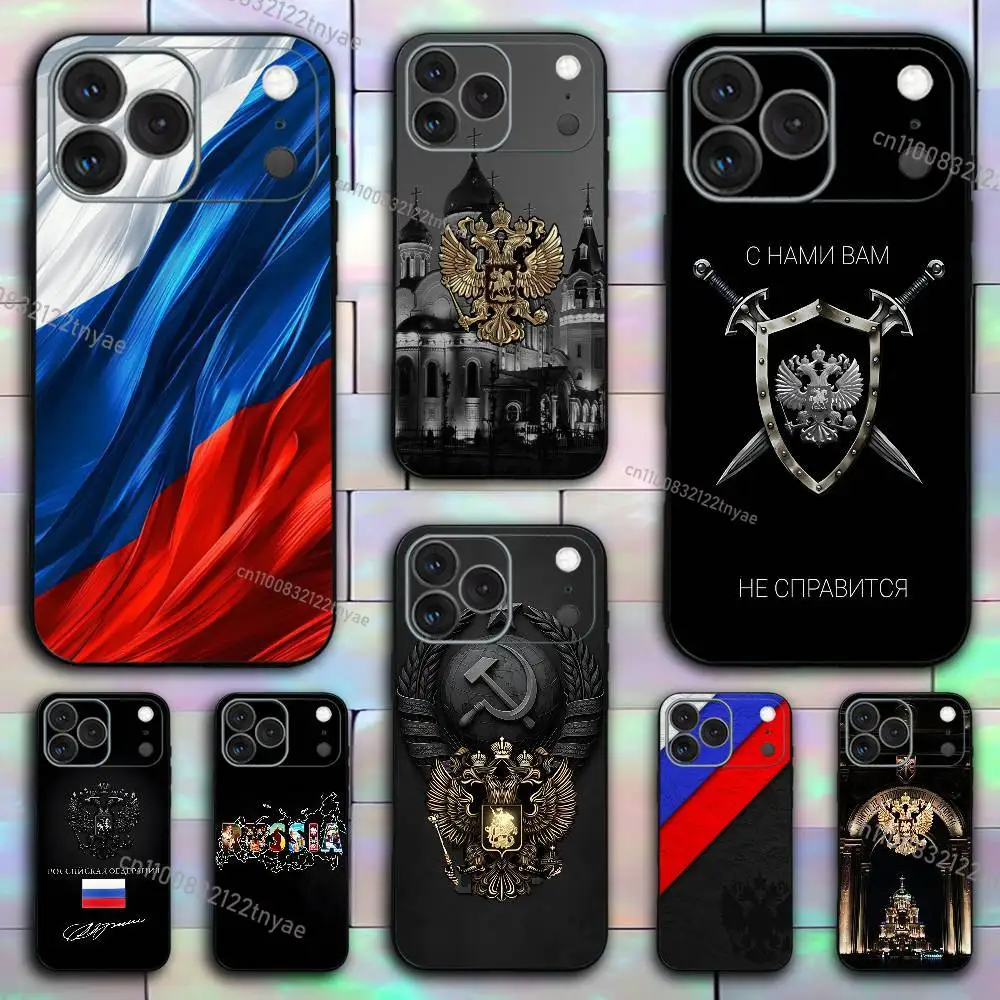 

Russia Flag national emblem Phone Case For iPhone 17,16,15,14,13,12,11,Pro,X,XS,Max,XR,Plus,Mini Soft Silicone Black Shockproof