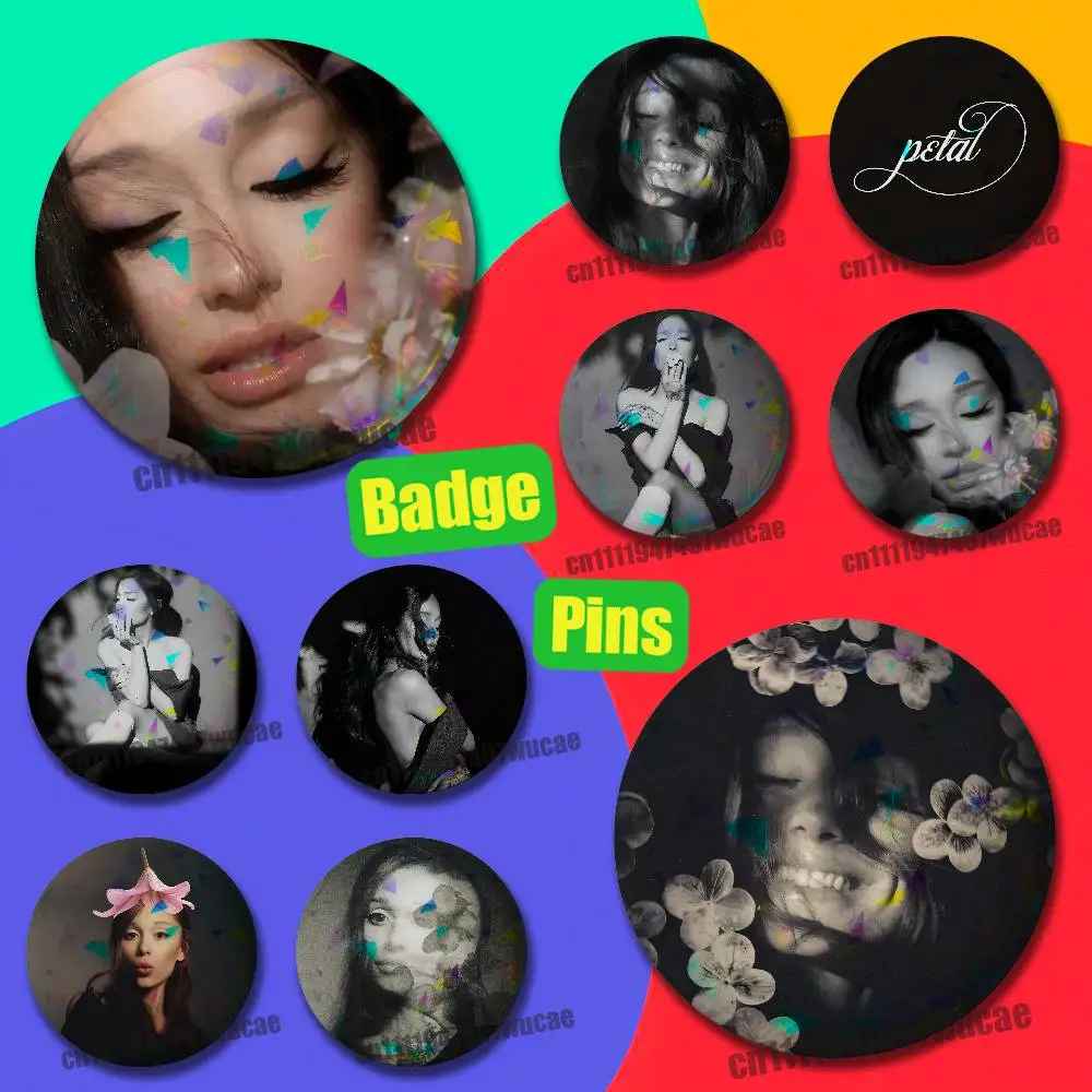 For A-Ariana Petal G-Grande Badge Case Custom Pin Insignia Emblem Round 25mm Button Laser Film Cover