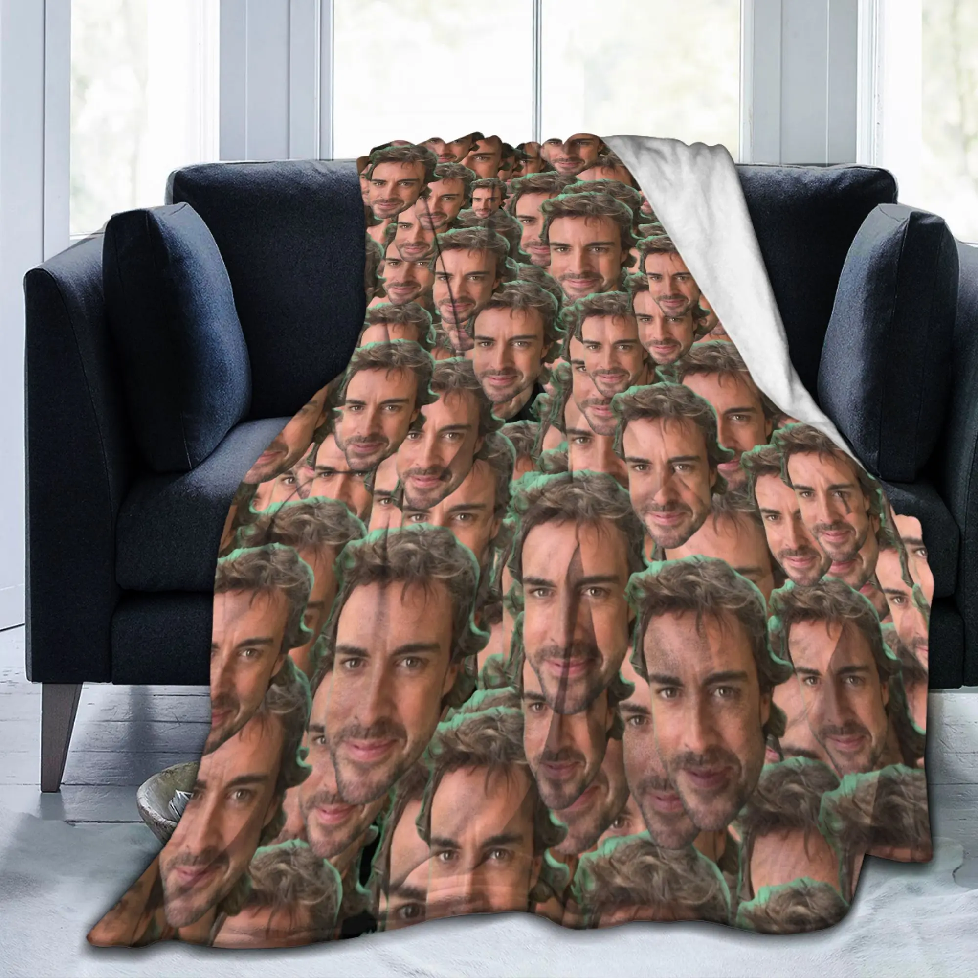 فرناندو ألونسو مضحك الوجه البطانيات الصوف الشتاء المحمولة سوبر الدافئة رمي بطانية للفراش الأريكة المفرش #5