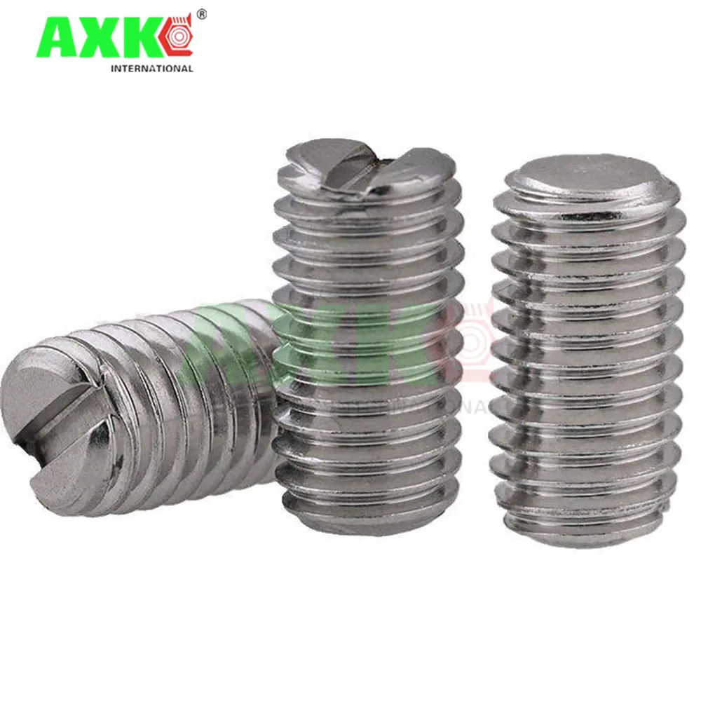 10pcs/lot Stainless steel slotted set screw with flat point  M1.6 M2 M2.5 M3 M4 M5 M6 M8 DIN551