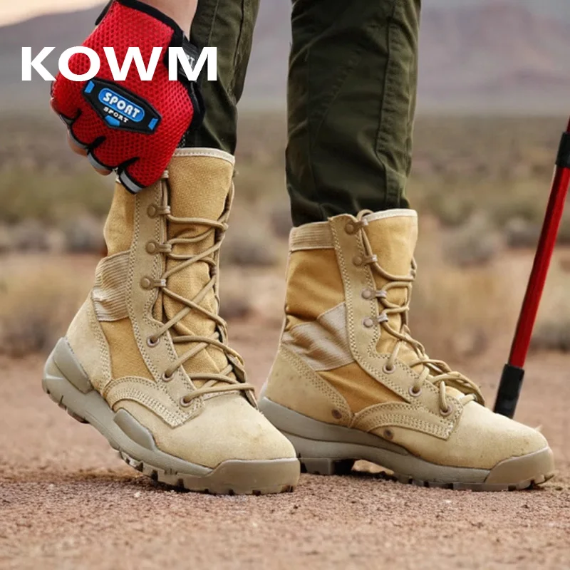 KOWM Botas tácticas impermeables piel de vaca para hombre - imagen 3