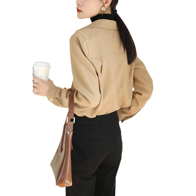 Thiened Corduroy Long Sve irt Feminino Casual Faionable Vintage Inverno Novo Sle Brued Base irt Commute Sle Loo...