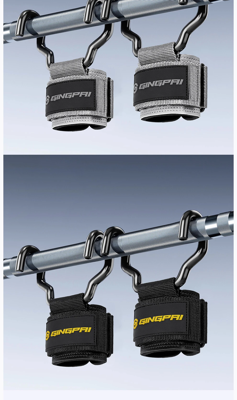 Gewichtheben Haken Griffe mit Handgelenk Wraps Hand-Bar Handgelenk Strap Gym Fitness Haken Gewicht Strap Pull-Ups Power Lifting Handschuhe – Detail 10