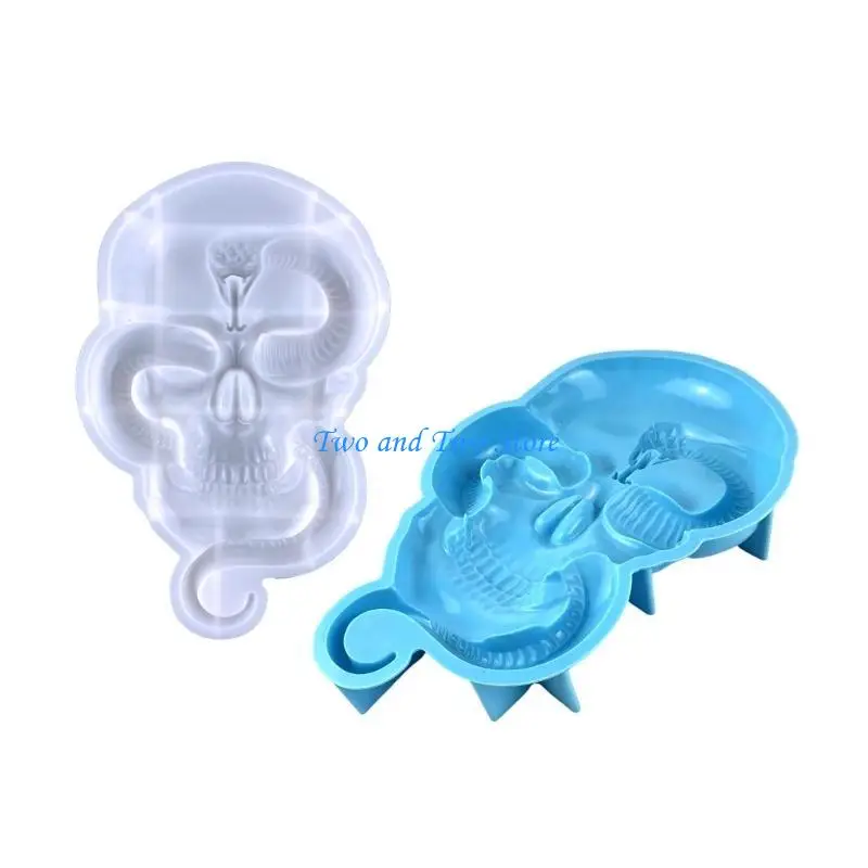

HX6F Snakelike Skull Silicone Mold for DIY Skull Ornament Halloween Christmas Decor