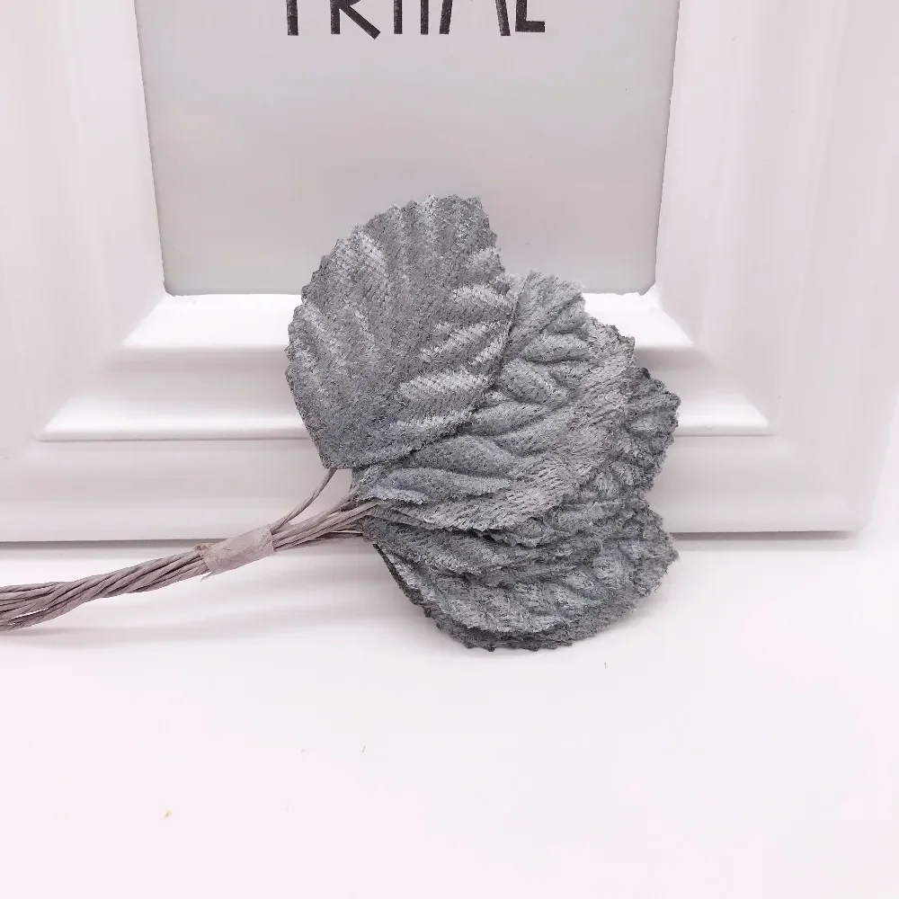 12pcs 4cm Silk Leaf Shaped Handmade Fleurs Scrapbooking Artificial Flower For DIY Wedding Home Decoration Needlework Accessories