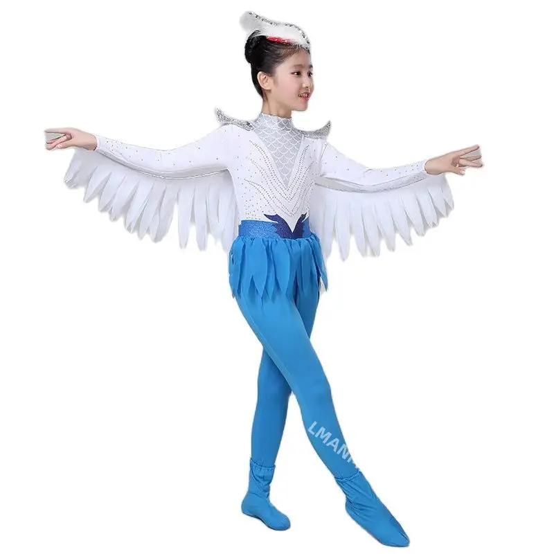 Kids Blue Bird Costume For Girls Boys Halloween Costumes Stage Performance Festival Dance Clothes Cute Animal Clothing Carnival