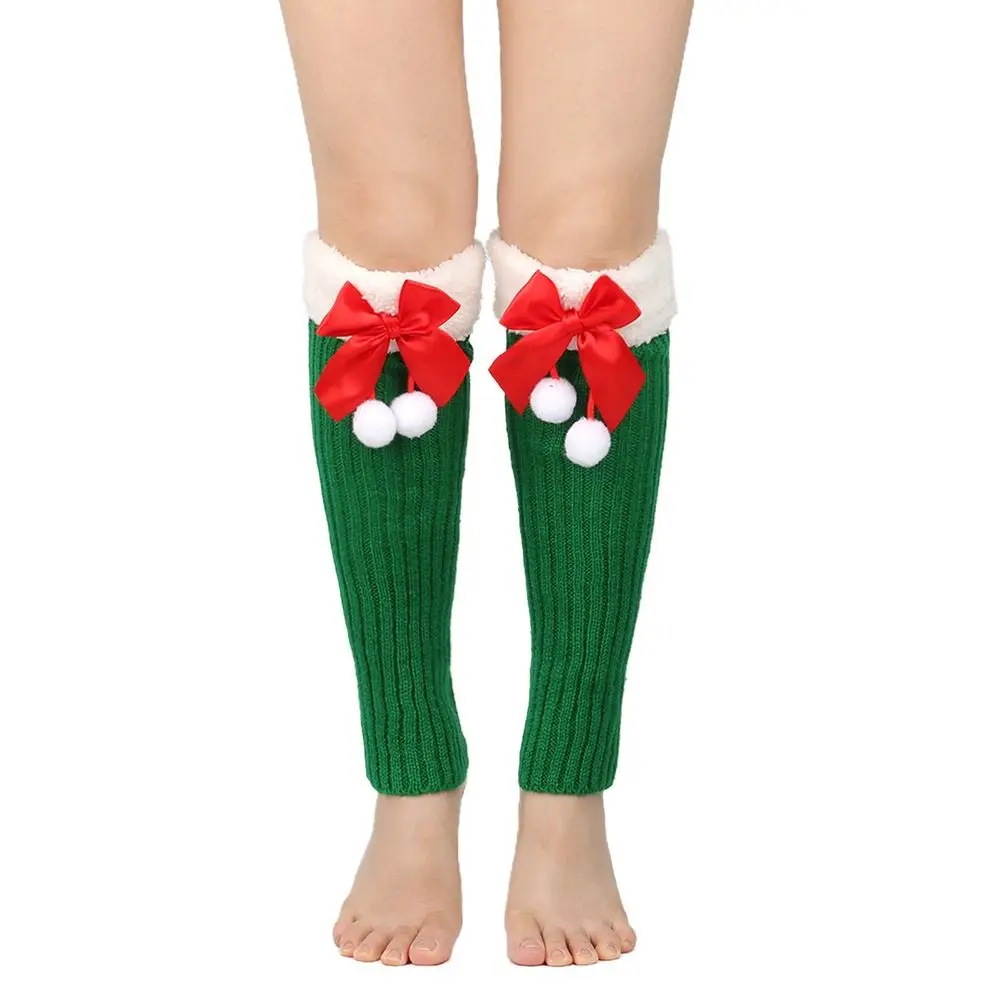 Fashion Breathable Christmas Bow Stockings Leg Socks Thick Cuffs Warm Foot Cover Socks Y2K Elastic Boot Socks Women