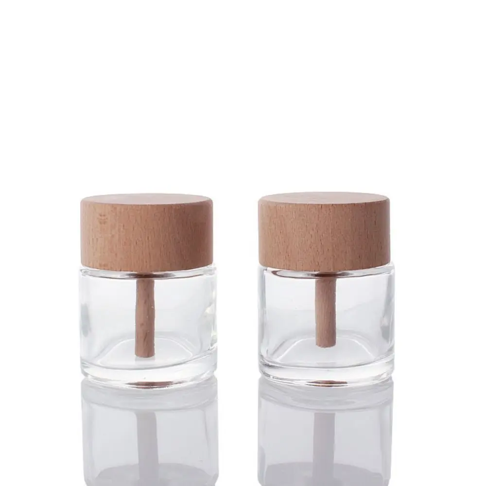 

50ml Glass Fragrance Diffuser Bottles with Wooden Cap Refillable Jars Essential Oils Containers Aromatherapy Perfume Bottle