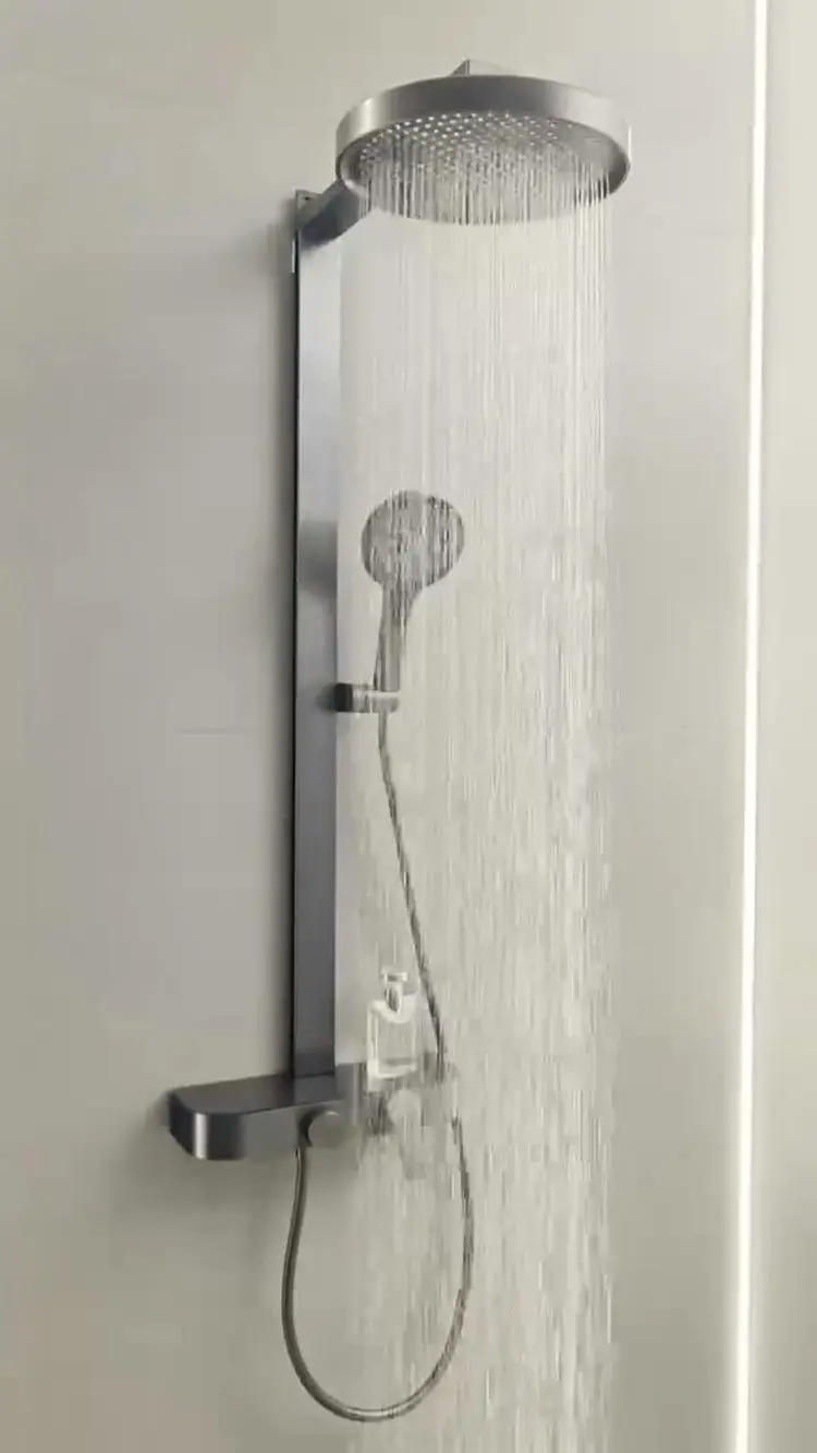 Household bathroom hot and cold handheld pressurized shower head shower set, surface mounted three function shower set