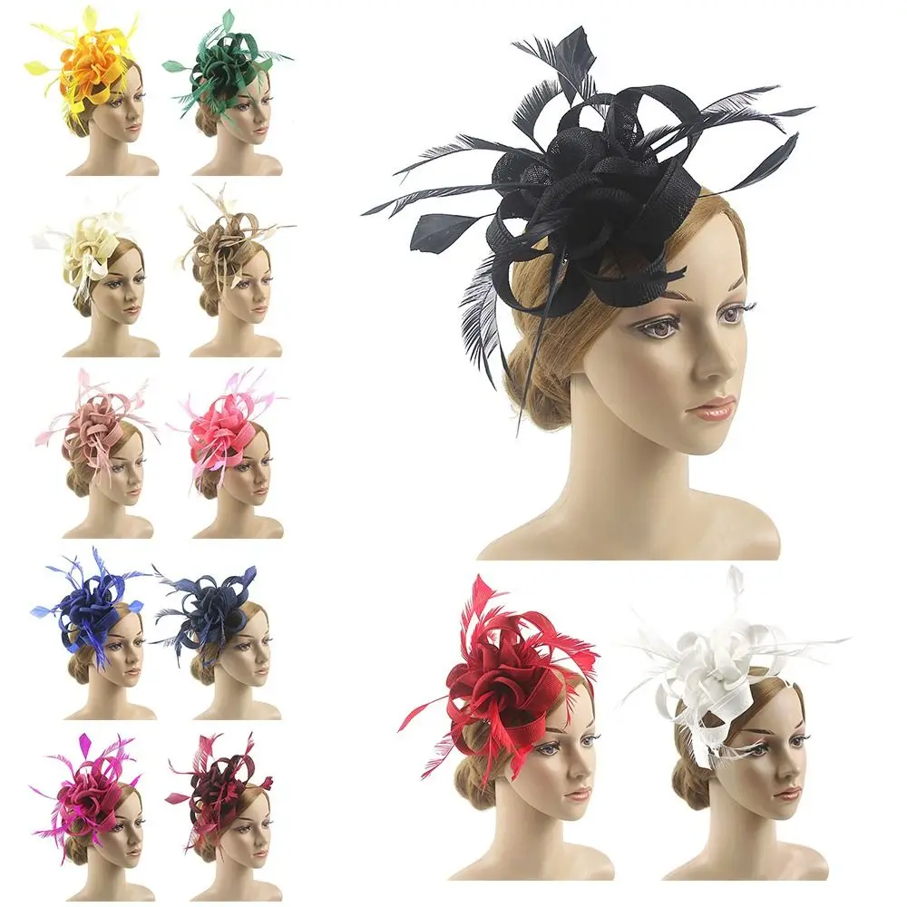 Royal Ascot Race Flower Mesh Headband Fascinators Top Hat Feather Flower Headband Headwear Cocktail Tea Party Fascinator Hats