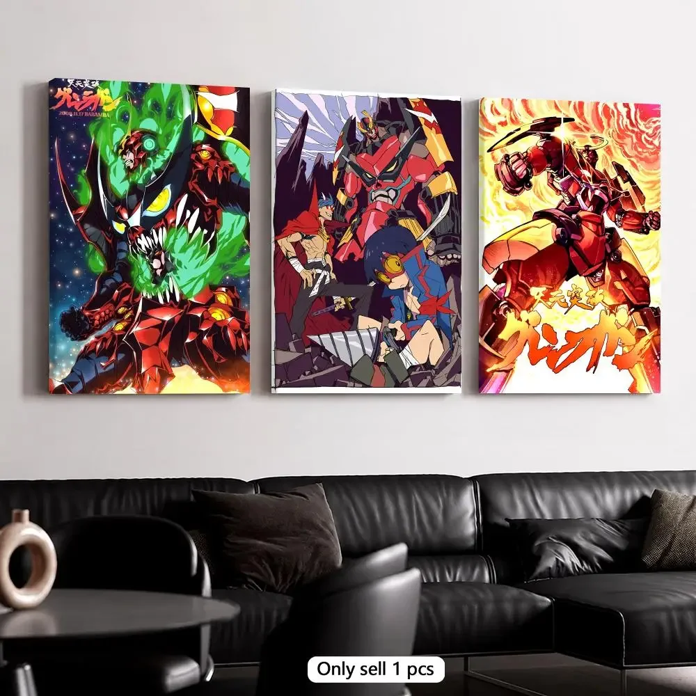 T-Tengen Toppa Gurren Lagann Framed Wall Painting Canvas Poster Wooden Stretcher Frame Inner Frame Kit for Wall Art Painting
