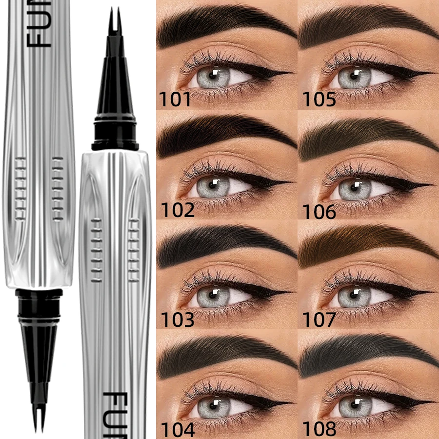 Stylo à sourcils Microblading, 8 couleurs, 2 fourchettes, maquillage imperméable pour les yeux, cadeaux pour femmes, crayon à sourcils Anti-taches, cosmétiques naturels