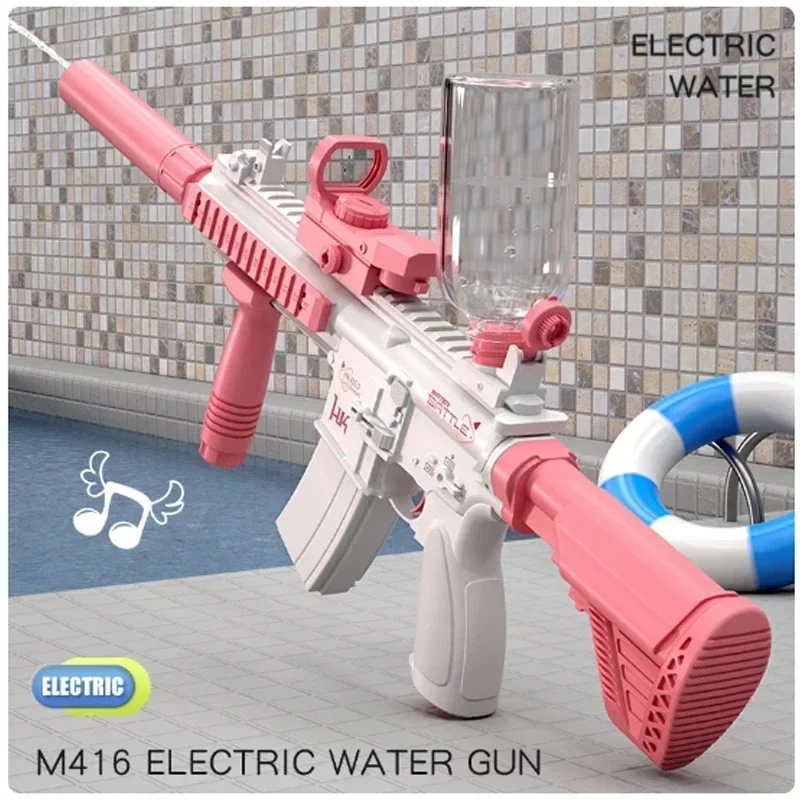 2024 Electric Water Gun Toy M416 Water Gun Electric Glock Water Gun Fully Automatic Shooting Toy Outdoor Beach Toy Children Gift