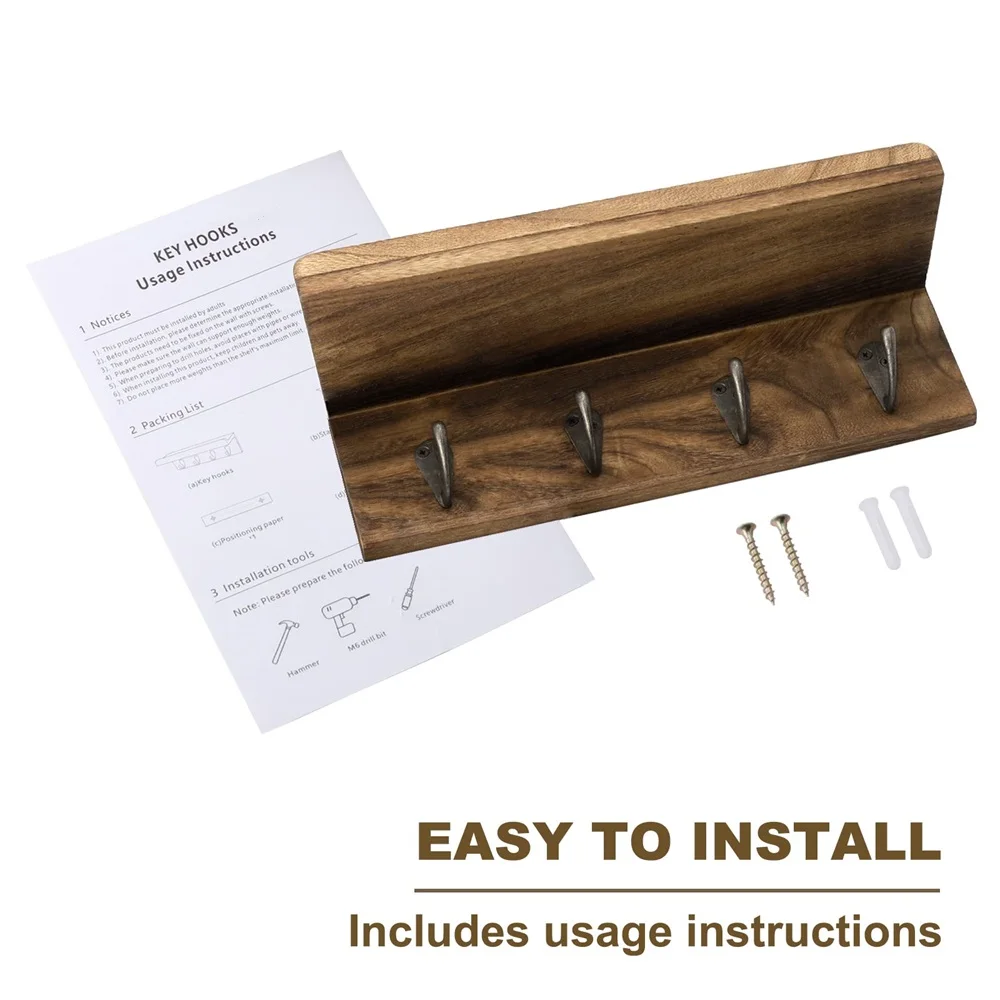 Rustic Wood Wall Key Holder Shelf 5