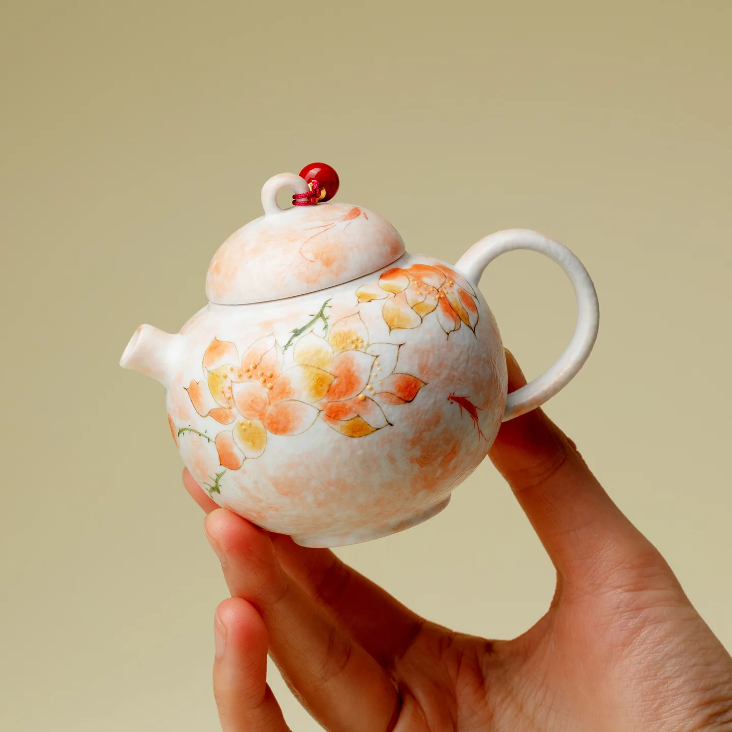 Ino Kiyomatsu Pastel Snowflake White Teapot With Handle High-End Household Ceramic Handmade Single Pot Kung Fu Tea Set