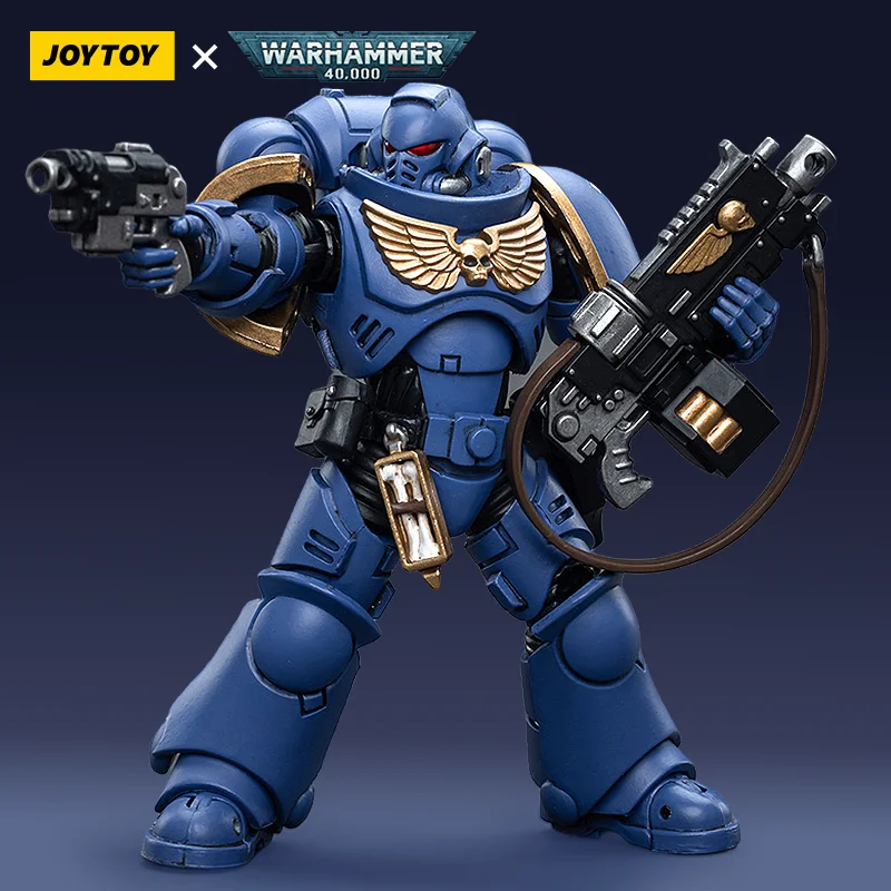

[Joytoy] Wh40K Ultramarines Arbiter 1/18 Шарнирная подвижная фигура, включая тактический рюкзак, длинный пистолет, короткий пистолет, основание ножа бензопилы, коллекционное украшение для рабочего стола в подарок