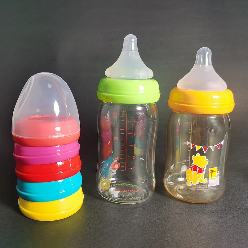 Baby Bottle Cap And Ring Suitable For Wide-bore Milk Bottles Compatible With Pigeon Bottle Baby Feeding Accessories