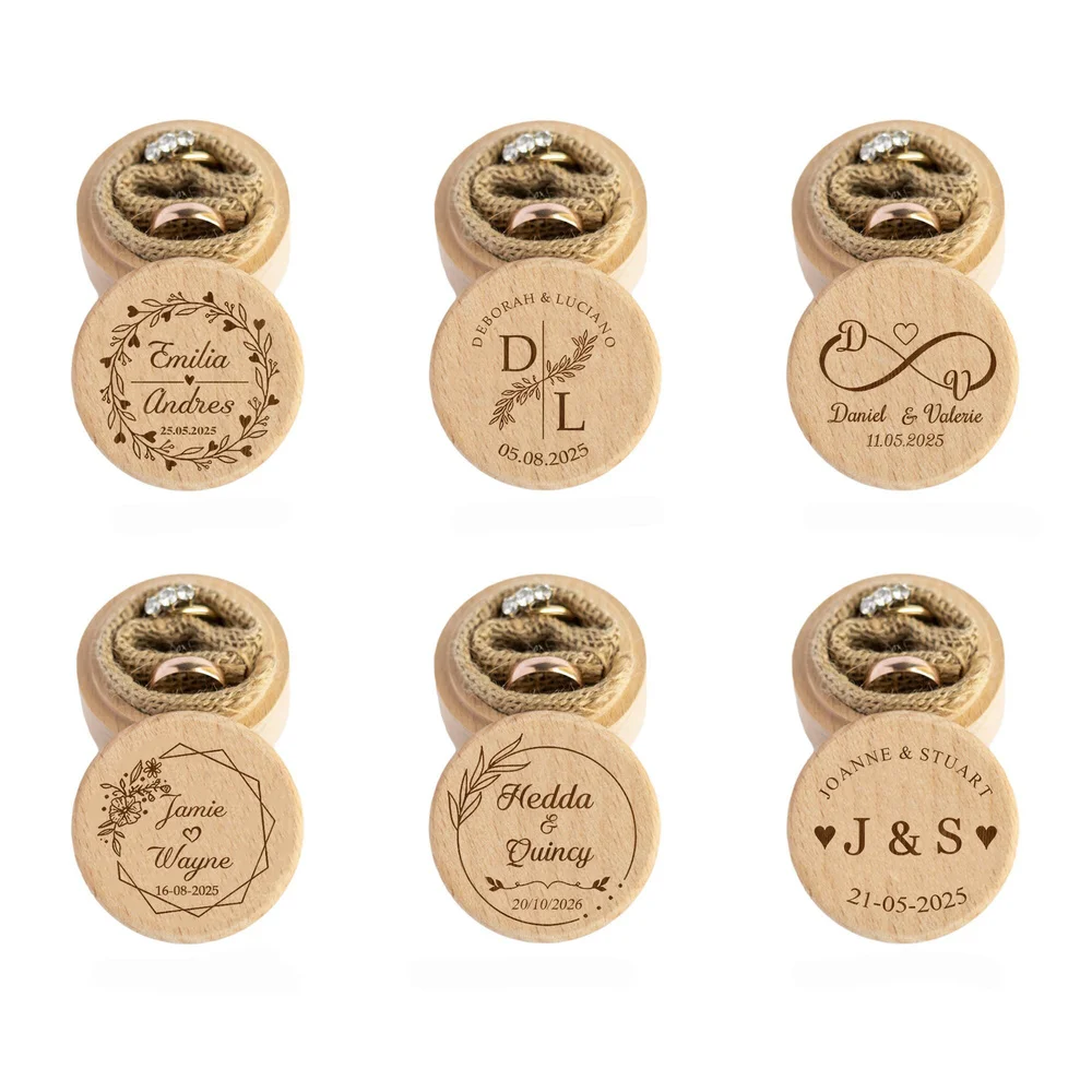 

Персонализированная круглая коробка для обручальных колец для свадебной церемонии, предложение, кольцо на память, подарки на годовщину для нее