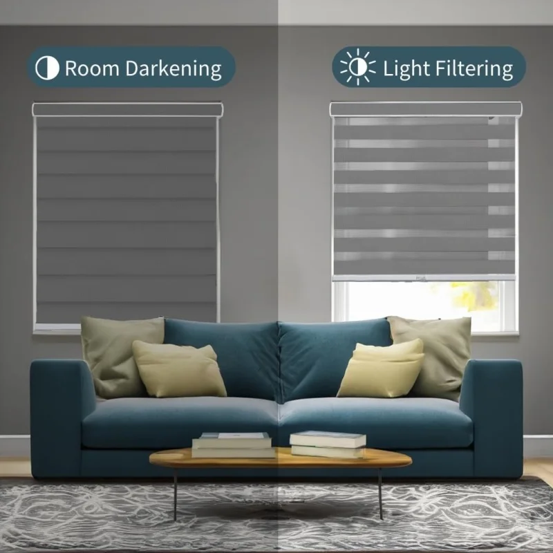 High-End Fabric Light Filtering And Easy To Clean Zebra Blinds Cordless Manual Spring  Zebra Blinds For Windows