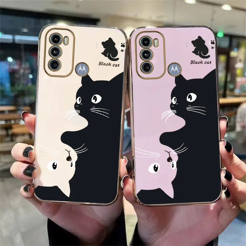 G60 Taichi Cat Plating Phone Case For Motorola Moto G84 G82 G73 G72 G62 G60S G54 G53 G52 G50 G42 G40Fusion Cover