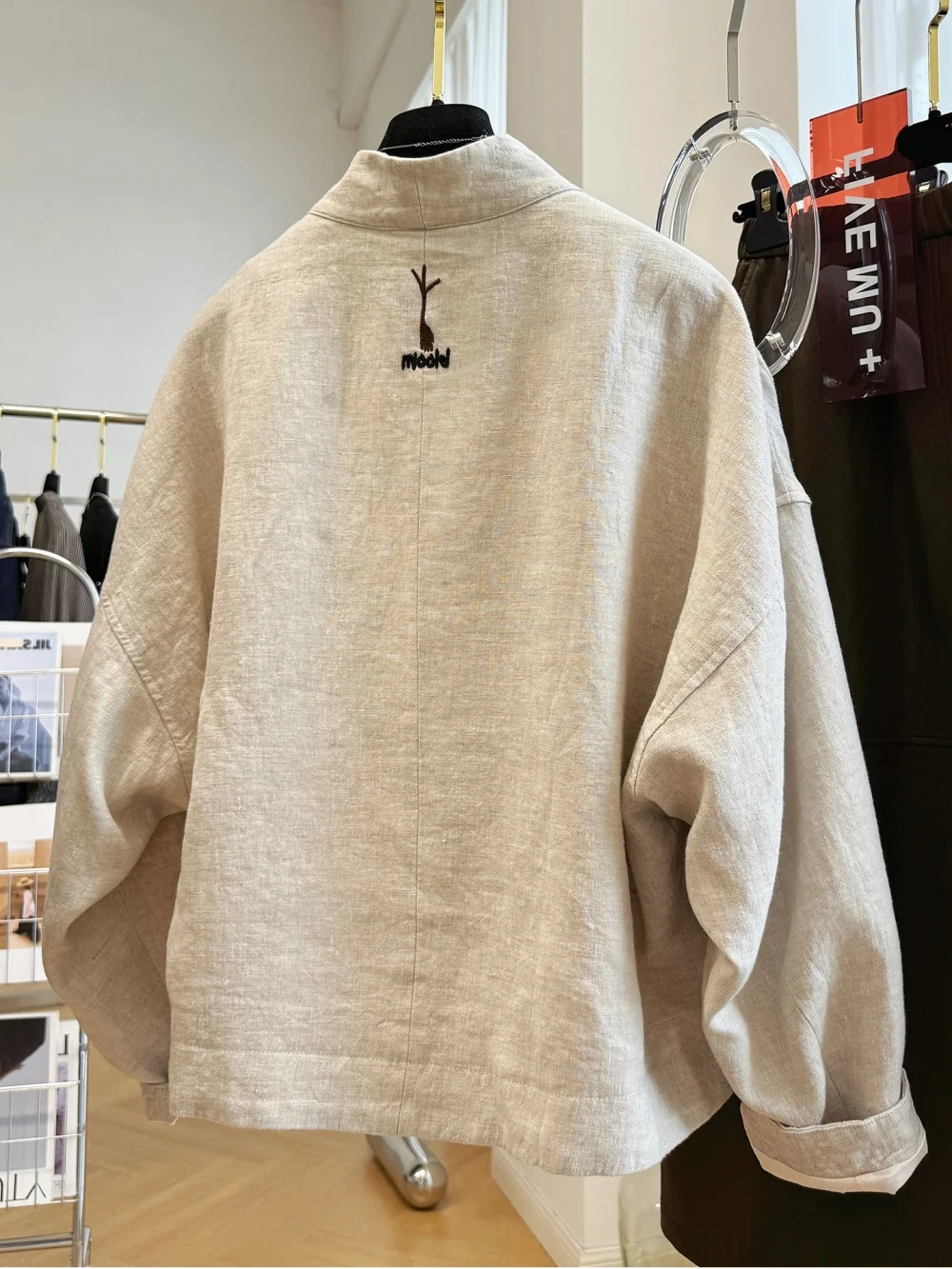 معطف قصير بتصميم عصري مع تطريز ثقيل وياقة على شكل V وأزرار أمامية، مناسب للربيع والخريف، أزياء خارجية للجنسين