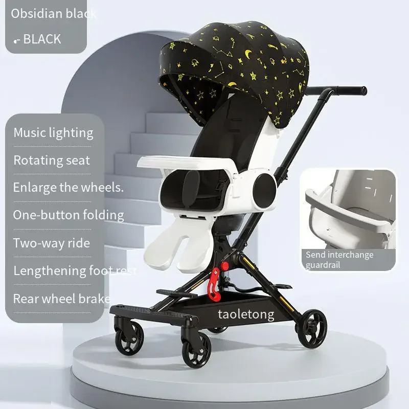 Ultra Lightweight Stroller High Landscape Foldable Travel Stroller Newborn Baby Two-way Swivel Seat Adjustable Baby Stroller