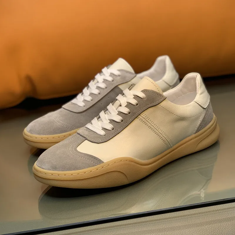 Men's Training Shoes Genuine Leather Oxfords Designer Luxury Sneakers Lace Up Casual Leather Shoes Male Cowhide Walking Flats