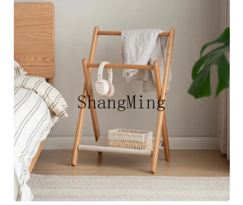 

SM advanced exquisite solid wood hanger log winding bedroom secondary net coating rack clothes drying artifact