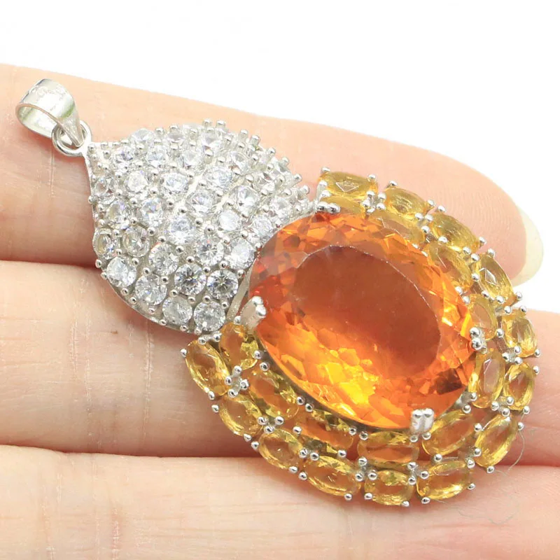 Kup 5, a otrzymasz 1 za darmo 51 x 26 mm 9,8 g Wielokolorowy Smokey London Niebieski Topaz Cytryn Turmalin Prawdziwy wisiorek ze srebra próby 925