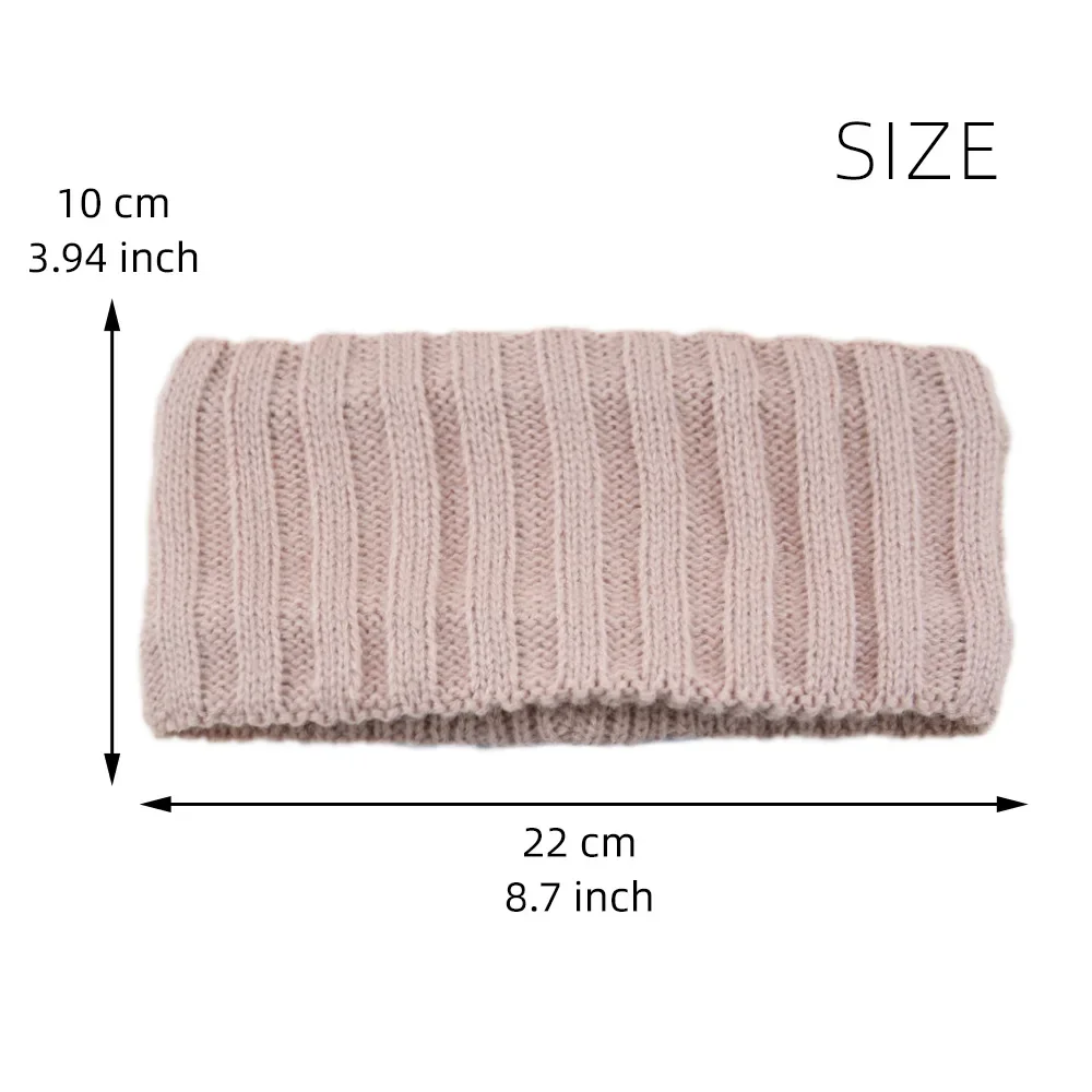 Thick Striped Plush Lining Knitted Wide Headband Women Fashion Sports Headband Solid Color Ear Warmers Winter Hair Accessories