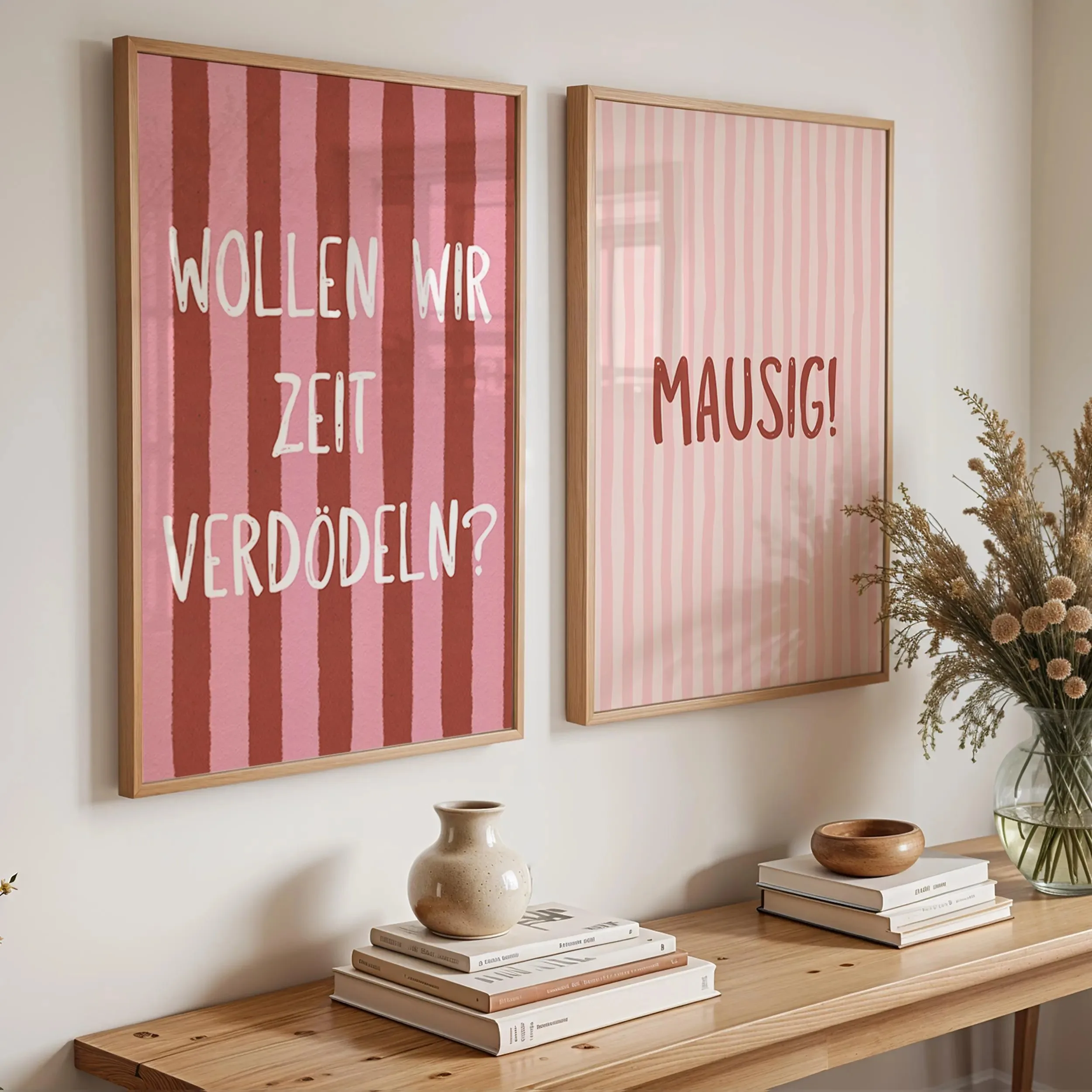 1/2pcs Pink Quotes Spirit Striped Canvas Print Dopamine Motivating Kitchen Girl Wall Art Posters for Modern Aesthetic Home Decor