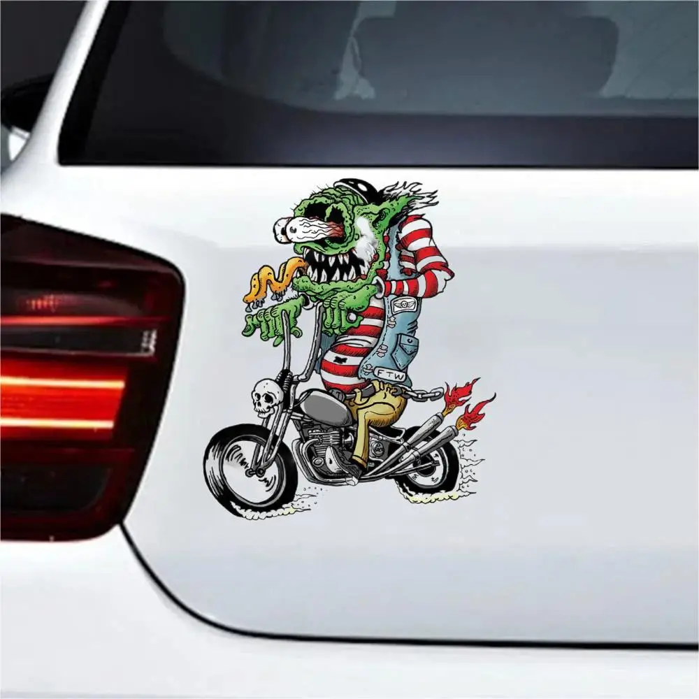 Personality Hardcore Dirty Monster Biker Vinyl Car Sticker Crazy Drive Death Motorcycle Decal Window Bumper Stickers