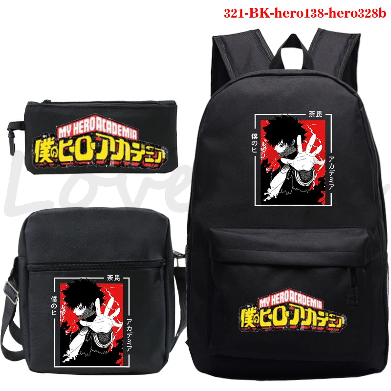 Anime meu herói academia mochila 3 pçs/set estudantes boku nenhum herói academia saco de escola meninos meninas engraçado dos desenhos animados bookbag sacos de viagem