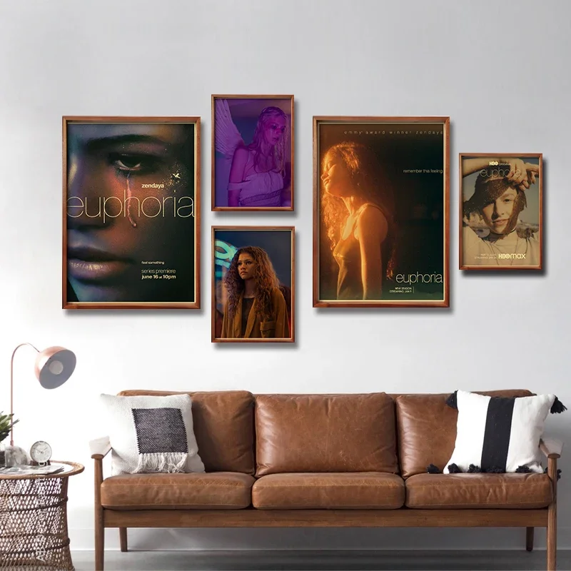 Euphoria TV Show Poster Retro Canvas Prints Picture Zendaya Vintage Home Room Bar Cafe Art Wall Decor Aesthetic Paintings