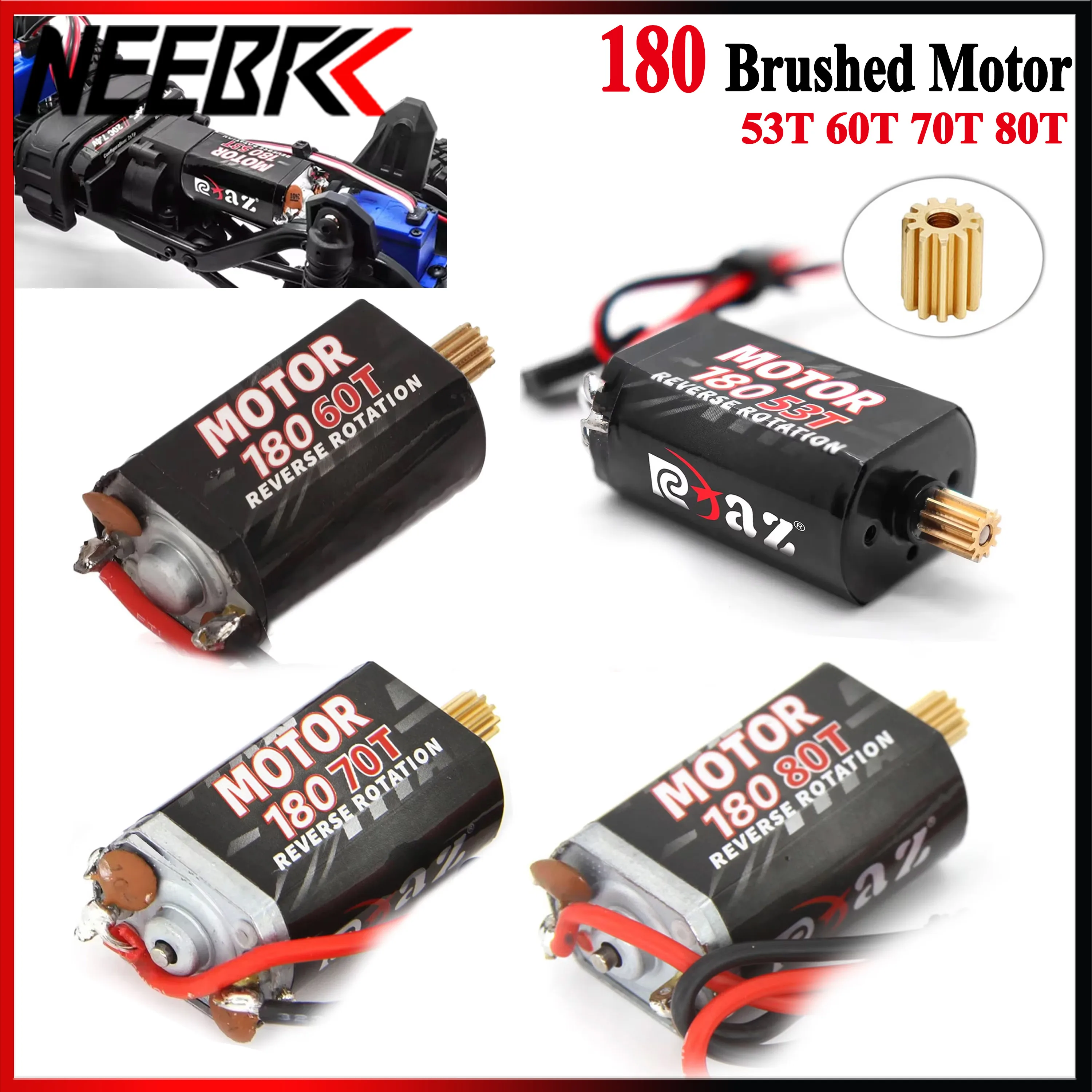 NEEBRC 180 53T 60T 70T 80T Brushed Motor 11T Pinion Motor Gear for 1/18 RC Crawler Car Monster Climb TRX4M TRX4-M Upgrade Parts