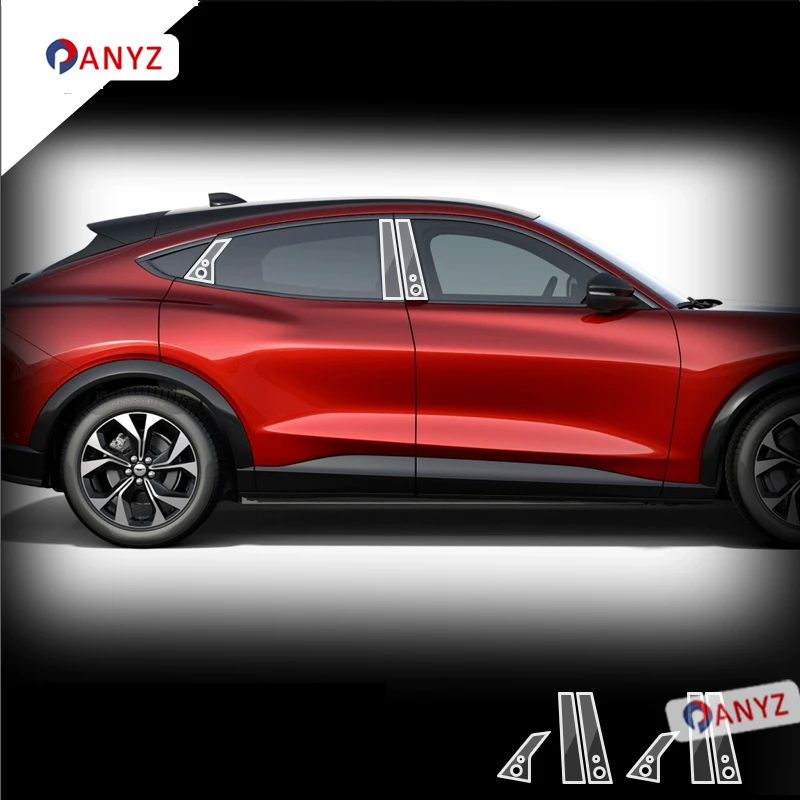 For Ford Mustang Mach-E TPU Transparent Protective Film Exterior Windows BC Center Pillar Trim Strip Car Sticker Car Accessories