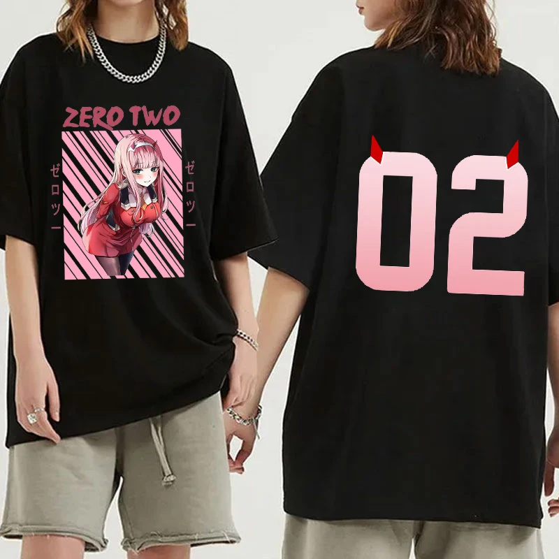 

New Anime Zero Two Print Short Sleeves Loose Round Neck Woman T-Shirt Summer Casual Tees