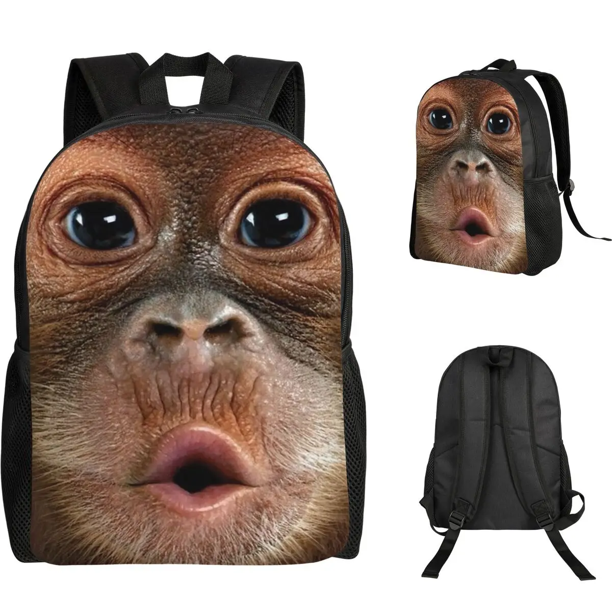 حقيبة ظهر مدرسية كبيرة الوجه للأطفال من Orangutan Monkey حقيبة مدرسية للمشي لمسافات طويلة والسفر حقيبة نهارية للأولاد والبنات حقيبة كتب عصرية حقائب كتف