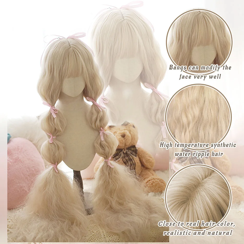 WEILAI-Cabelo encaracolado extra longo com Franja para mulheres, perucas sintéticas, fibra resistente ao calor, festa cosplay, lolita, 47 in