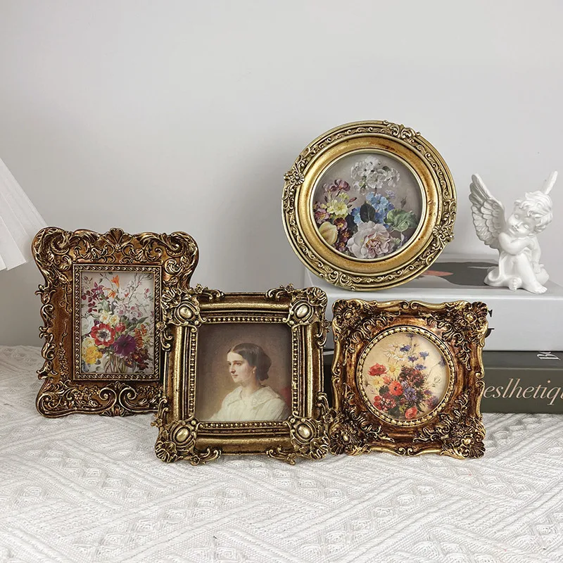 

French retro resin small photo frame living room porch homestay background wall painting relief picture frame decorative oil pai