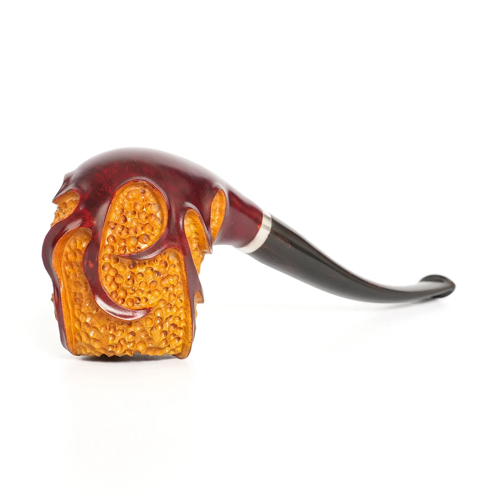 MUXIANG briar tobacco pipe smoking flower pipe Cumberland pipe mouthpiece curved handle  Heath wood pipes SherlockHolmes pipe