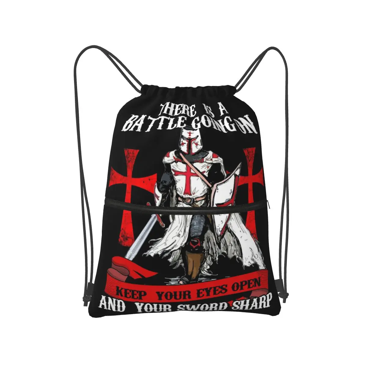 

Knights Templar Cross Shield Symbol Medieval Sword Emblem Backpacks Drawstring Bags Sports Bag Book Bags for Man Woman Students