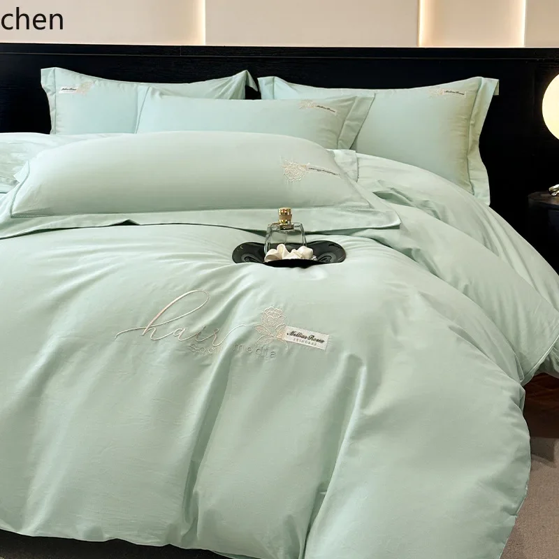 JF all-cotton four-piece set, pure cotton high-end bed sheet and duvet cover, simple and sophisticated 4-piece set