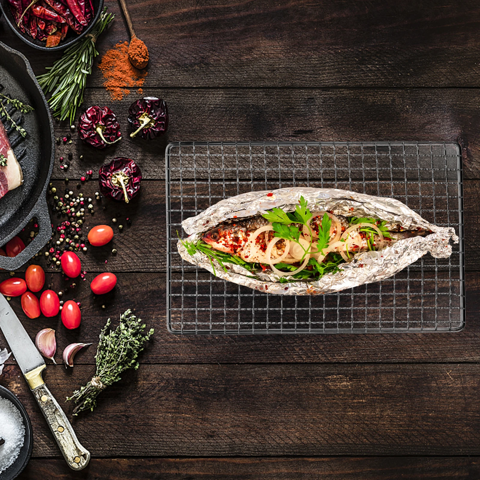 

Square BBQ Mesh Net Stainless Steel Reusable Barbecue Accessories Baked Fish Meat Tool Grilling Grid Mat Easy Clean High