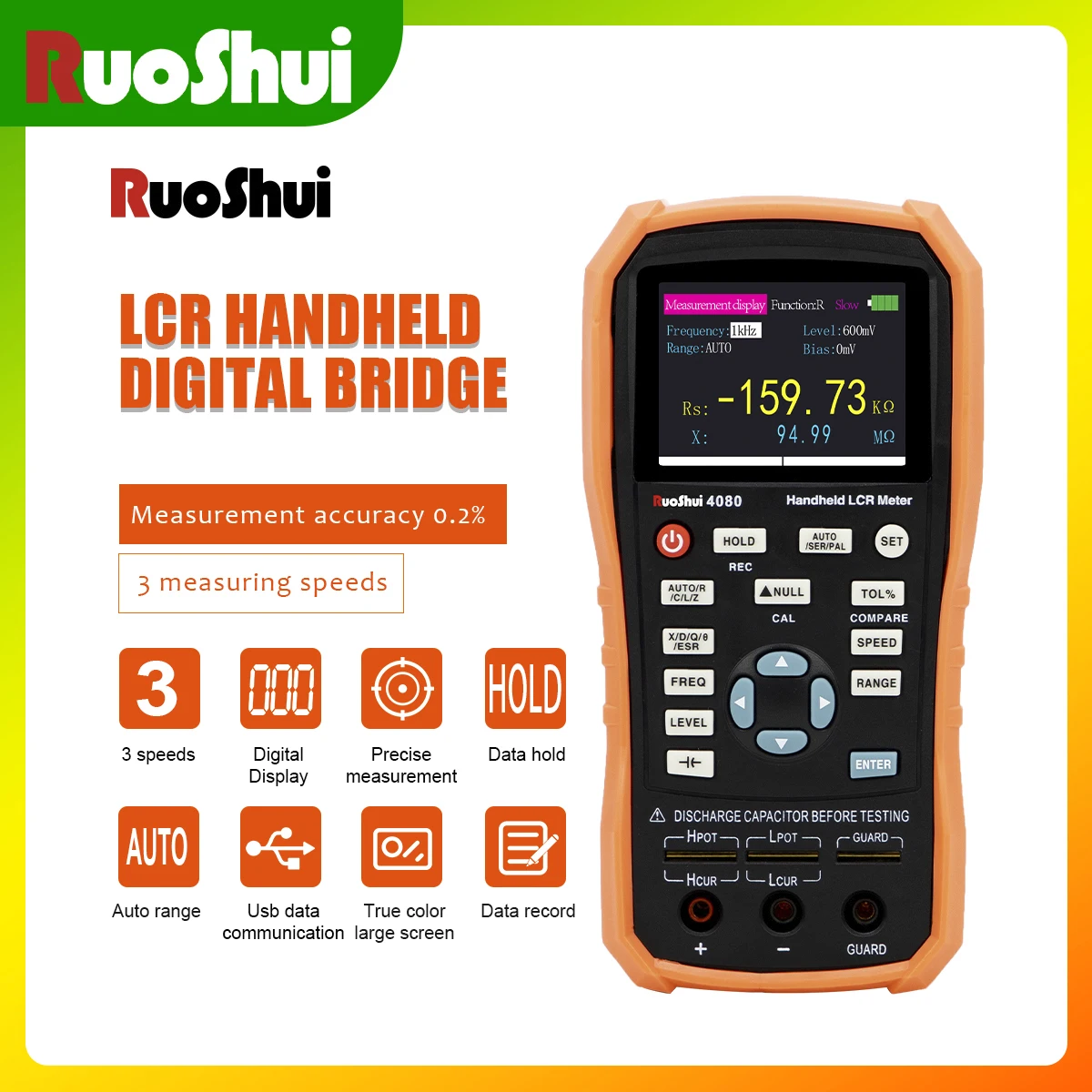 Victor 4080 Hand Held 5 Digits Manual Auto Range LCR Meter 20Mohm Resistance 2000H Inductance 20mF Capacitance5V Lithium Batter