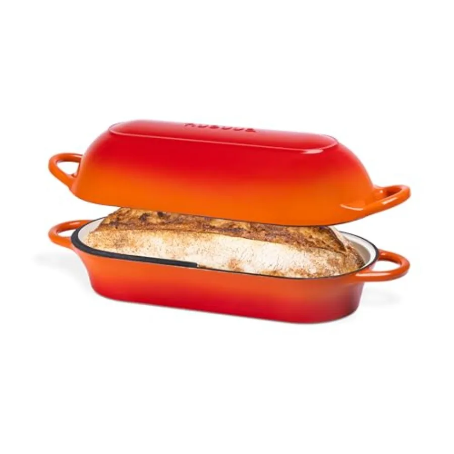 

Enamelled Cast Iron Bread Loaf Pot Dutch Oven For Sourdough Bread Baking Oven Safe Non Stick Bread Pot Rectangular by