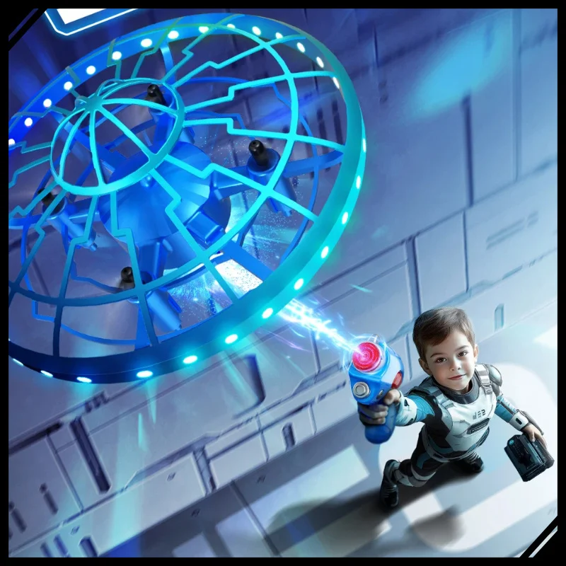 Inductie Vliegende Schotel Drone Obstakel vermijden Quadcopter Helikopter met LED-verlichting Handbediening Gebaarsensor RC-vliegtuigen