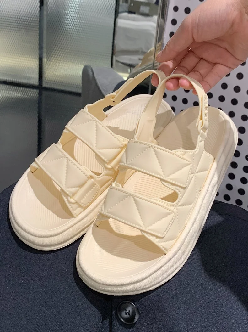 Sandalias Planas Casuales a la Moda para Mujer, Sandalias Romanas de Verano con Tacón Grueso y Suave, Antideslizantes, Cómodas, con Tiras Anchas