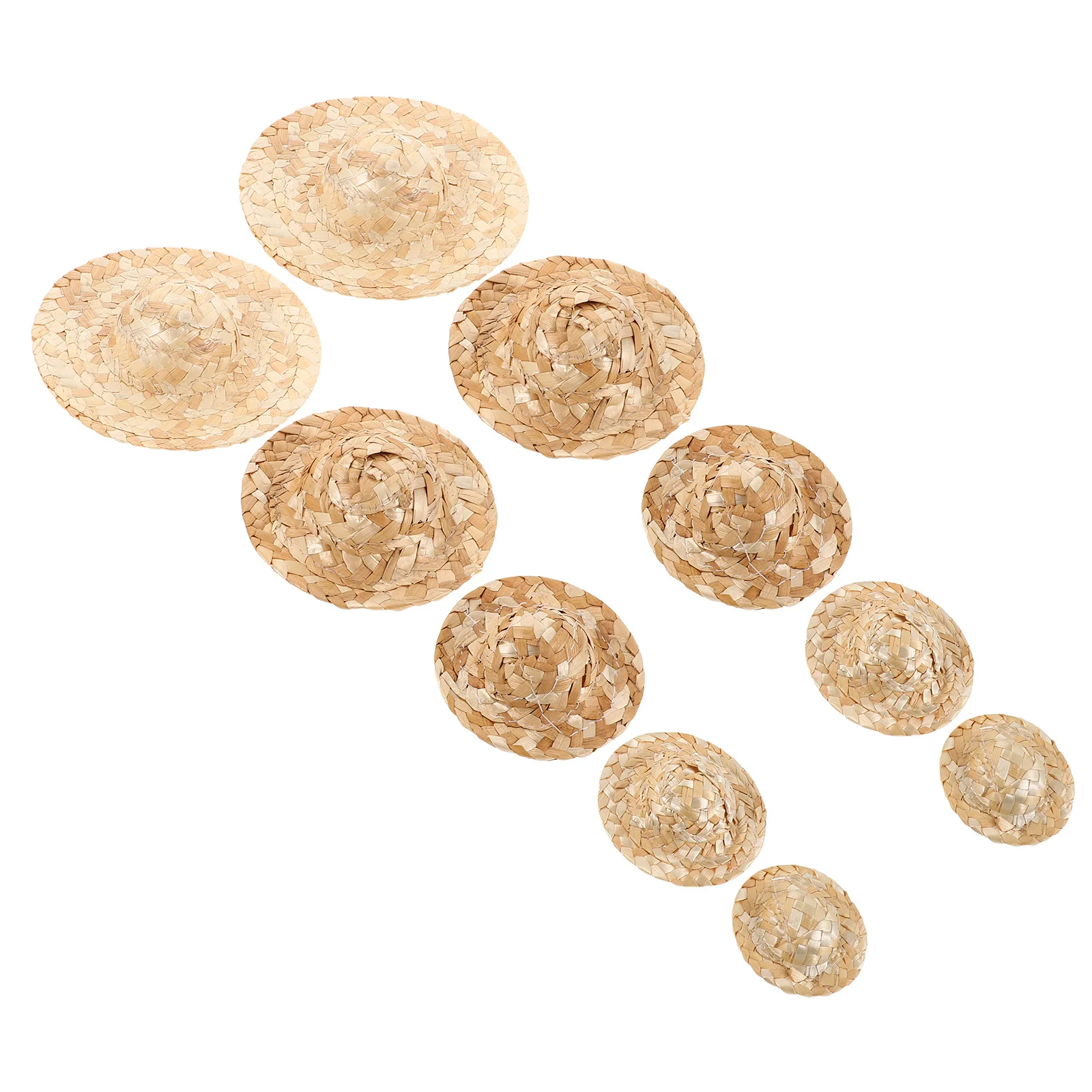 10 قطعة قبعات القش الصغيرة يدويا تصميم النسيج ريفي لصياغة الملحقات الصغيرة زينة بيت الدمى أفكار هدية فريدة من نوعها