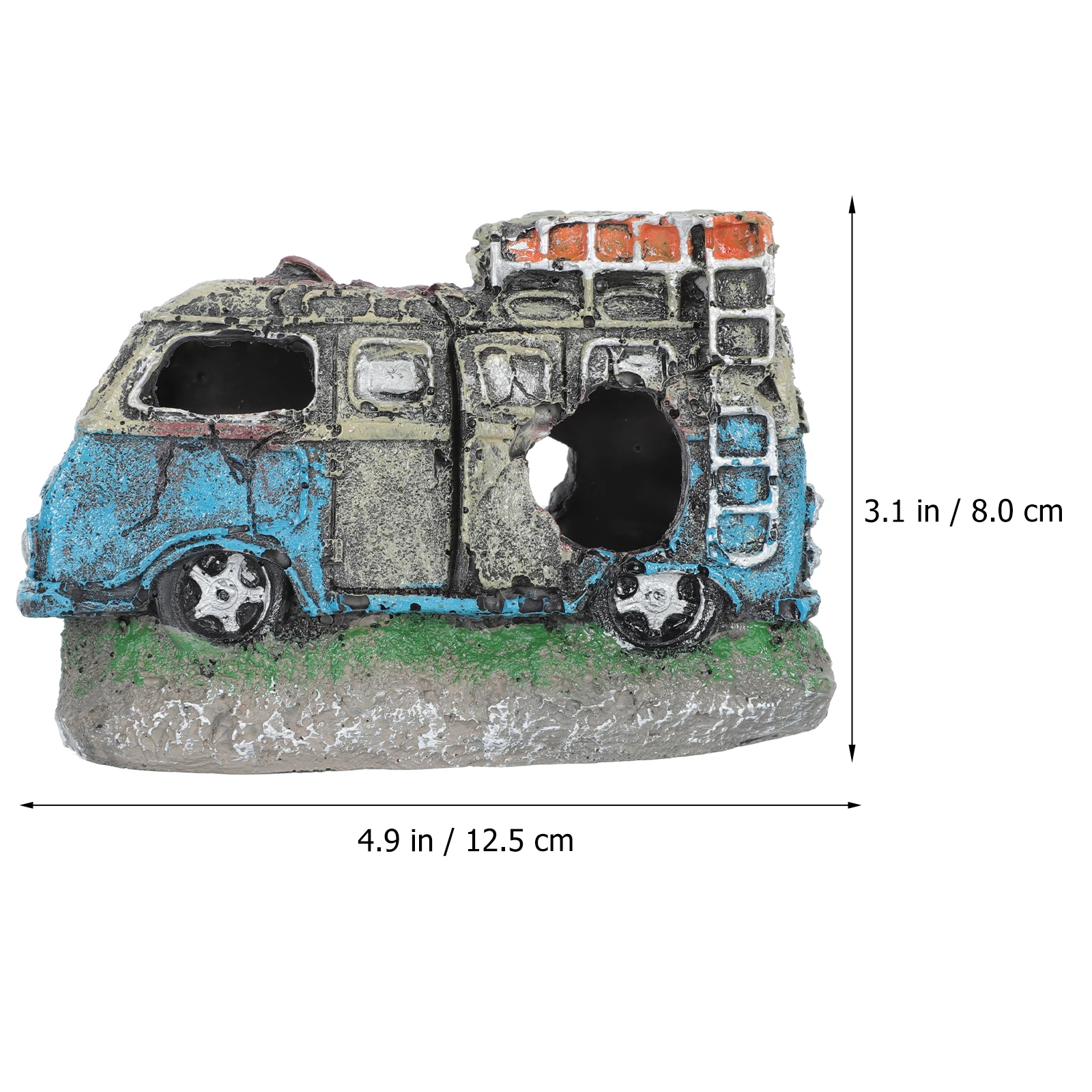 

1pcs Car Wreckage Resin Ornaments Fish Tank Decor Lifelike Hideout Aquarium Supplies Lightweight Storage Safe Plants Beautiful